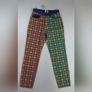 Ragged Jeans Free People NWT Size 26 Patchwork Denim Colorful 70's Throwback